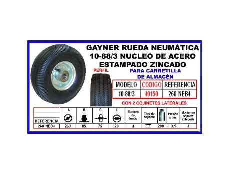 Gayner carret.mano rueda neumatica 10-88-3 nucleo metal 260 neb4