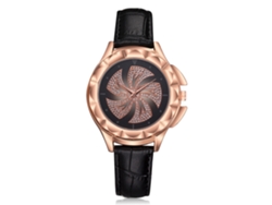 Reloj De Pulsera De Cuarzo Informal Para Mujer Con Diamantes De Imitación, Esfera Redonda Y Correa De Cuero Sintético Negro.