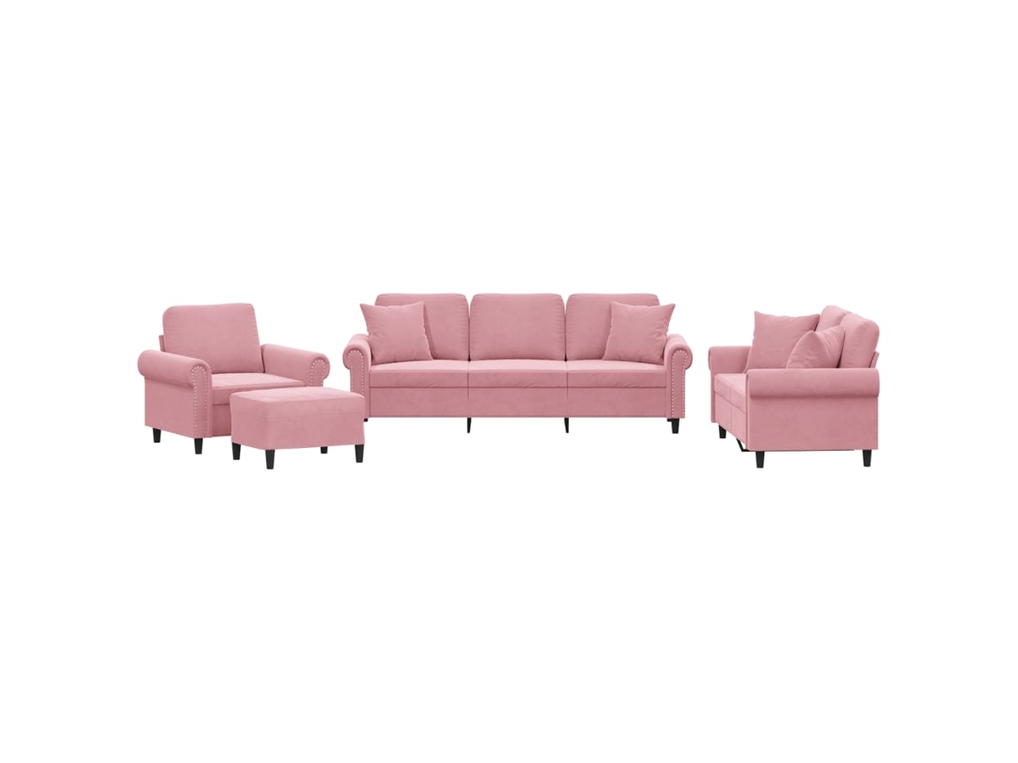 Maison Exclusive - Juego De Sofás Con Cojines 4 Piezas Terciopelo Rosa