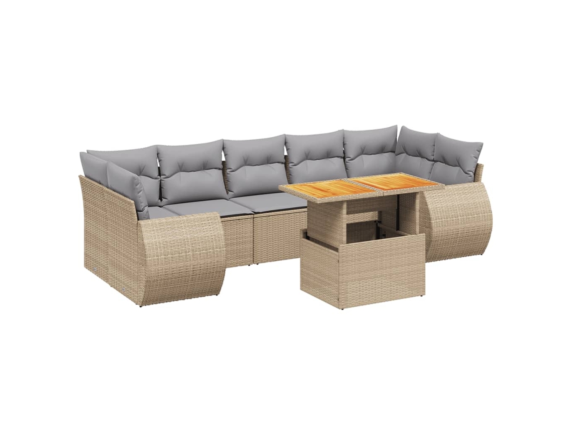 Conjunto 8 de sofás de jardín con cojines beige VIDAXL ratán PE