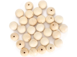 Juego De 30 Cuentas Redondas De Madera Perforadas - Cuentas Espaciadoras Para Joyería