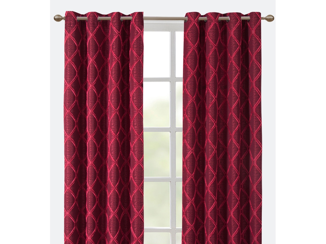 Cortina con estampado de rombos burdeos 140 x 260 cm - Individual
