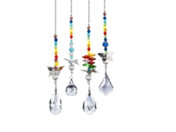 Adorno De Ventana De Cristal De Chakras Arcoíris (4 Piezas)