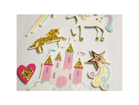 Pegatinas en relieve con purpurina - Unicorn Kingdom