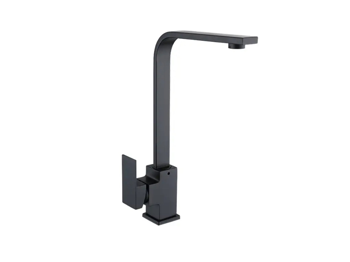 Grifo De Lavabo Con Repisa 014 En Latón Negro, Colección Alphée