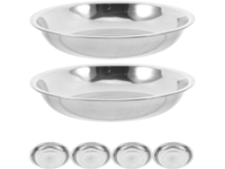 Juego De 6 Platos Redondos De Acero Inoxidable De 15 Cm, Prácticas Bandejas Para Comida Para El Hogar Y Fiestas.