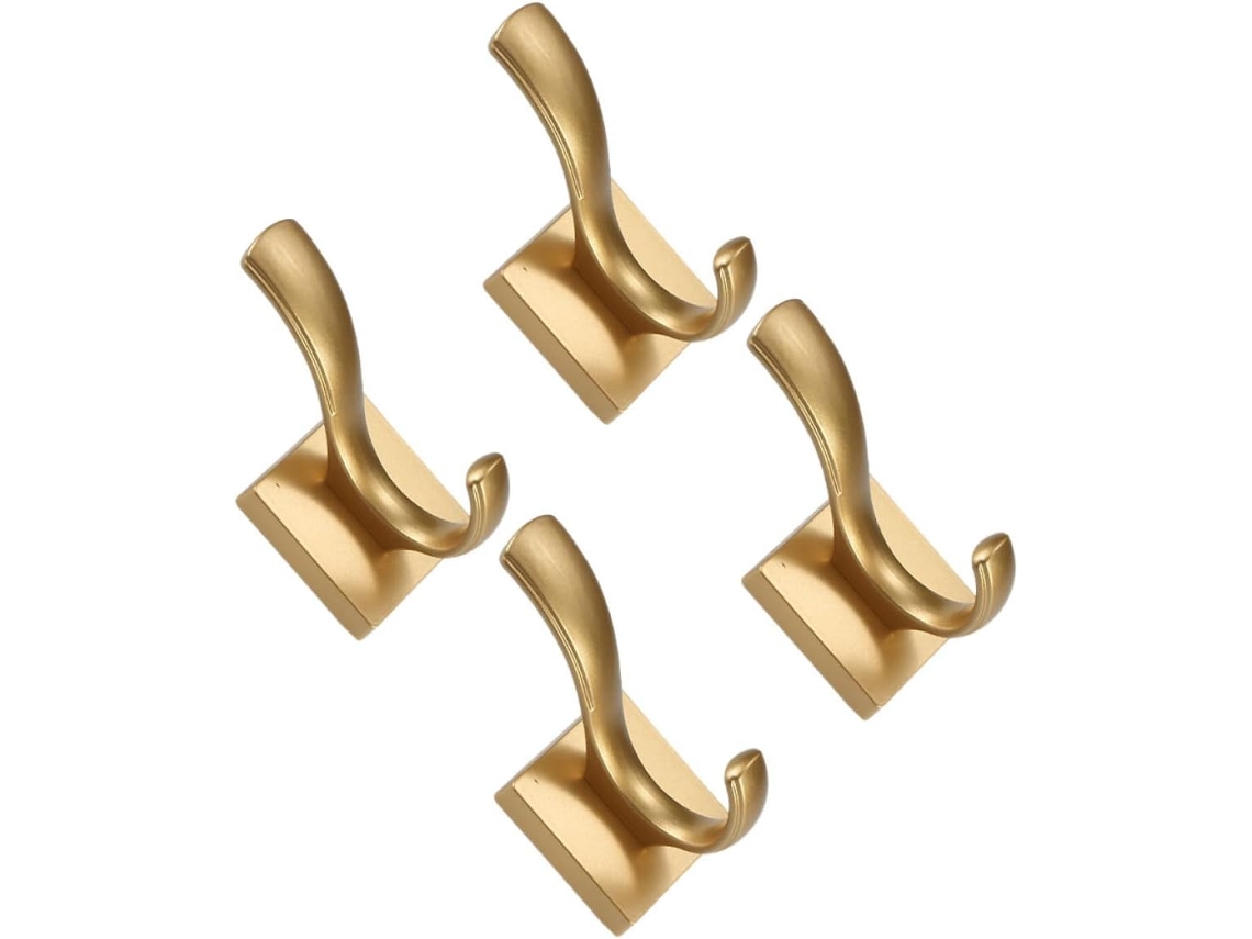Juego De 4 Ganchos De Pared Multifuncionales De Aleación De Aluminio Dorado,