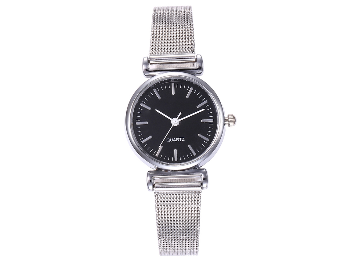 Reloj De Pulsera De Cuarzo Informal Para Mujer Vansvar Con Correa De Aleación Negra.