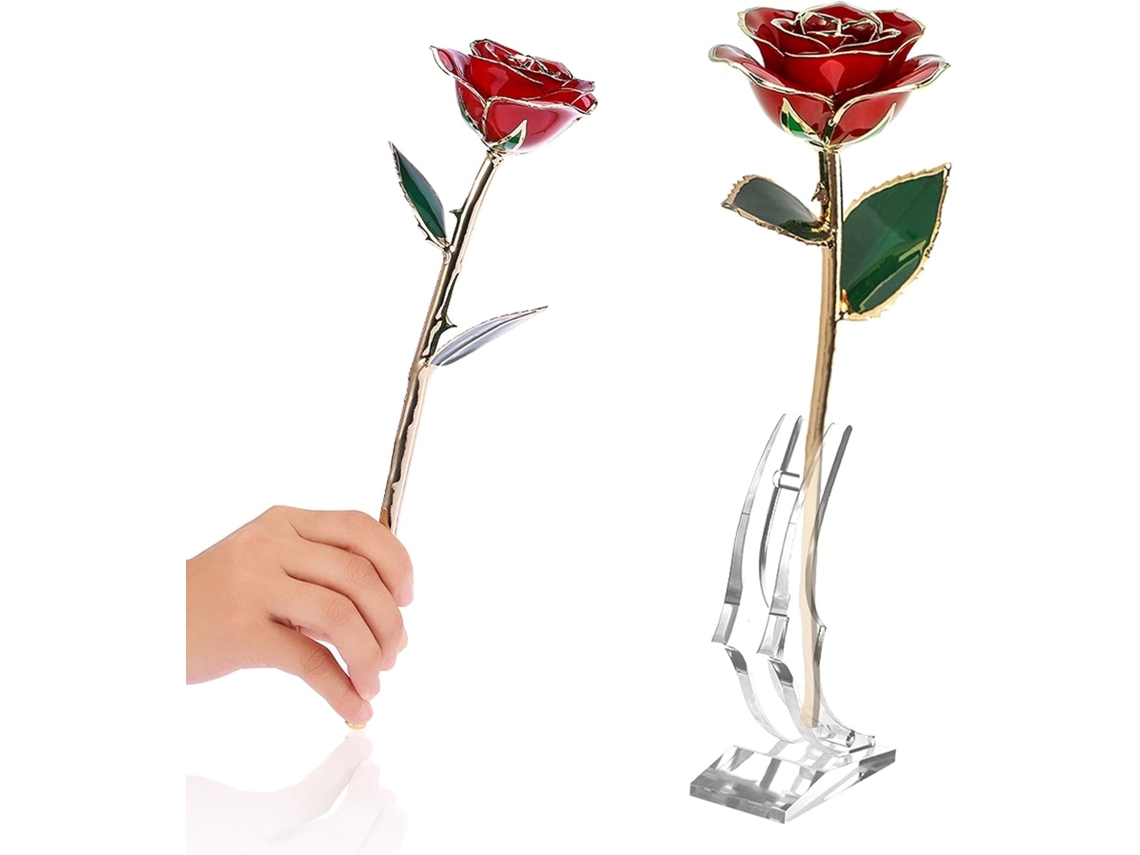 Bañado en oro rosa de 24 quilates, color más vibrante, preservación eterna para bodas y San Valentín.