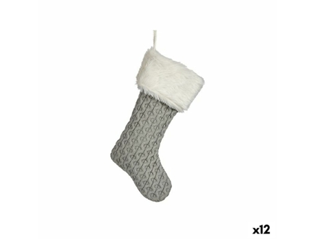 Adorno Navideño Calcetín de Navidad Gris Tela 28 x 4 x 46 cm (12 Unidades)