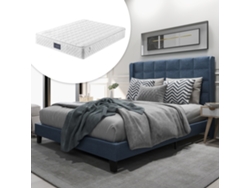 Cama De Terciopelo Azul De 140x200 Con Colchón.