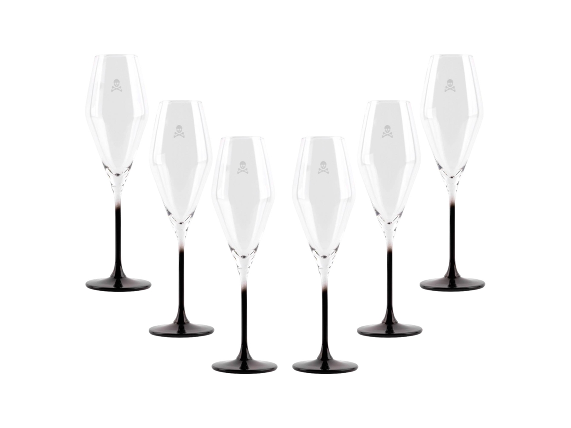 SCALPERS HOME - Juego de 6 Copas Flauta Calavera de 182Ml en Cristal