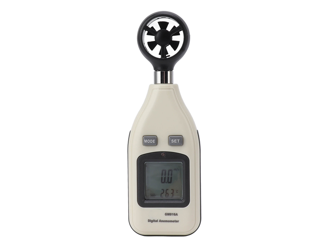 Anemómetro digital con pantalla LCD, medidor de velocidad del viento y temperatura, herramienta de medición portátil para navegación, surf, fotografía y drones.