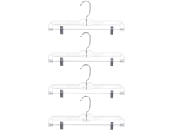 Juego 4 Perchas Ajustables Pantalones Hierro Plateado Plástico Perchero Multifuncional Tiendas Expositores