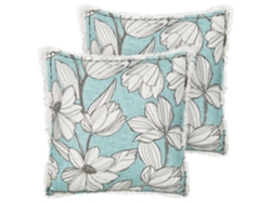 Juego de cojines decorativos hechos a mano con flecos BELIANI Cyanotis de Algodón Blanco 45x45x8