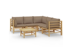 Maison Exclusive - Set De Muebles De Jardín 6 Piezas Bambú Con Cojines Gris Taupé