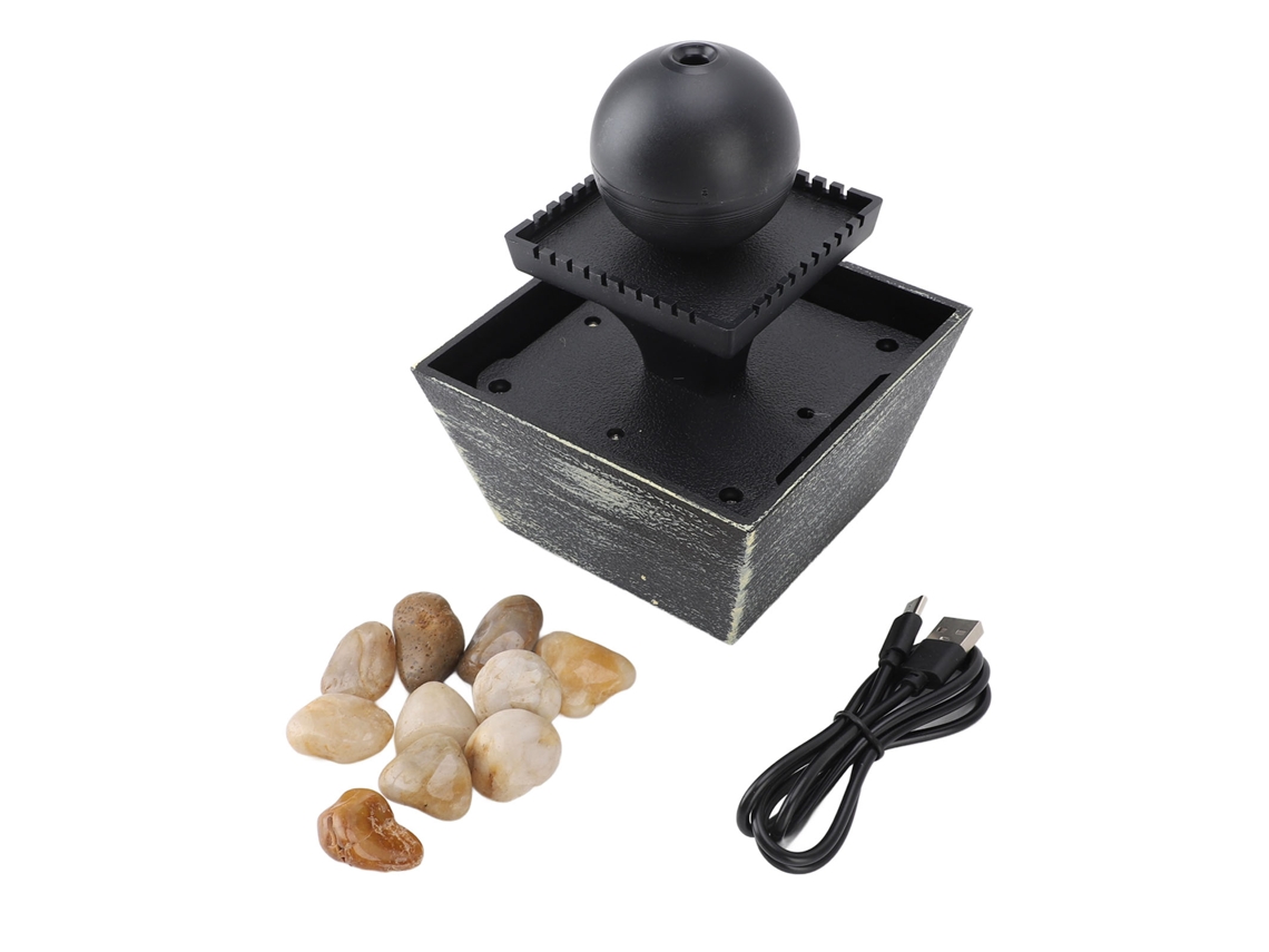Fuente de agua de mesa para interiores Baok con luz LED y bola decorativa para Feng Shui, para uso en el hogar o la oficina, alimentada por USB de 5V.