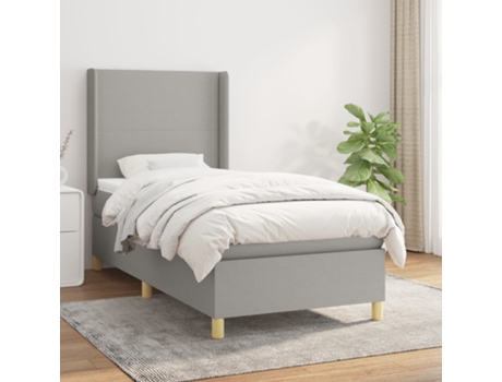 vidaXL Cama con somier y colchón 90x190 cm tela gris claro