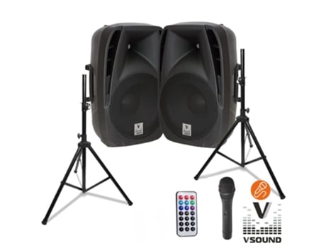 Pareja de Altavoces Activos Pasivos 15 2x500W USB/BT/SD Micro VSOUND