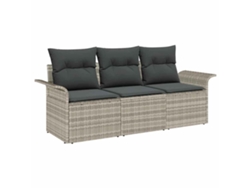 Maison Exclusive - Juego De Sofá Con Cojín 3 Pcs Gris Ratán Sintético