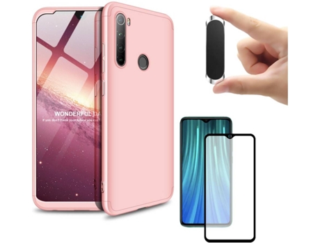 Carcasa, Protector y Soporte Xiaomi Redmi Note 8 Slim armor 360º Rosa
