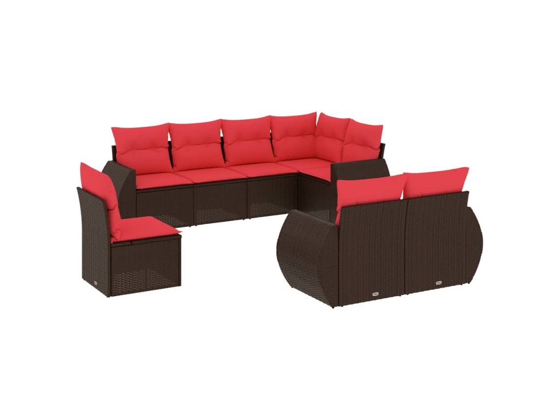 Maison Exclusive - Conjunto De Sofá De Jardín De 8 Piezas Con Cojines, De Poliratán Marrón