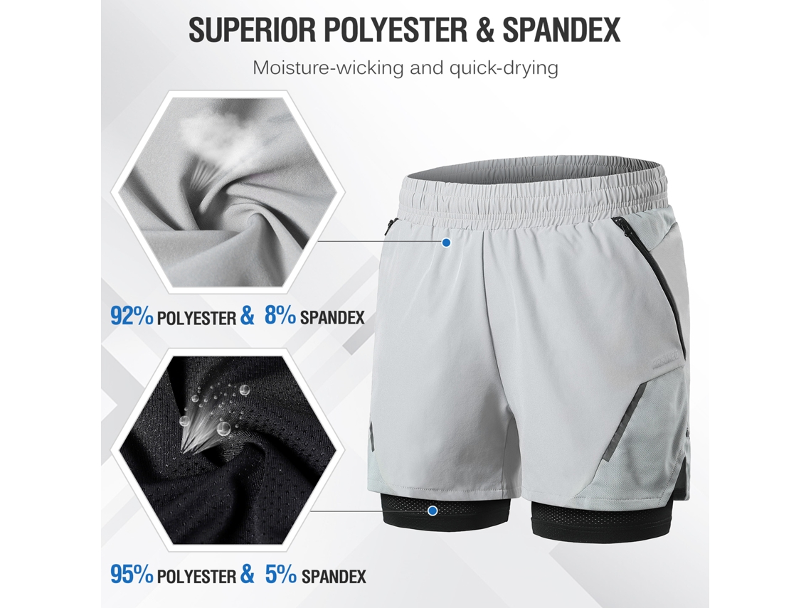 Pantalones Cortos Para Hombre 2 En 1 Con Bolsillos Con Cremallera Secado Rápido Para Correr Gimnasio Entrenamiento Workout