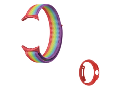 Correa de nailon presilla ajustable con hueco rojo para Google Pixel Watch - multicolor