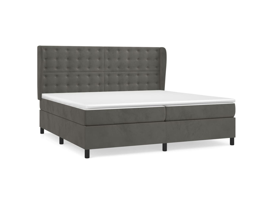 Maison Exclusive - Cama Box Spring Con Colchón Terciopelo Gris Oscuro 200x200 Cm