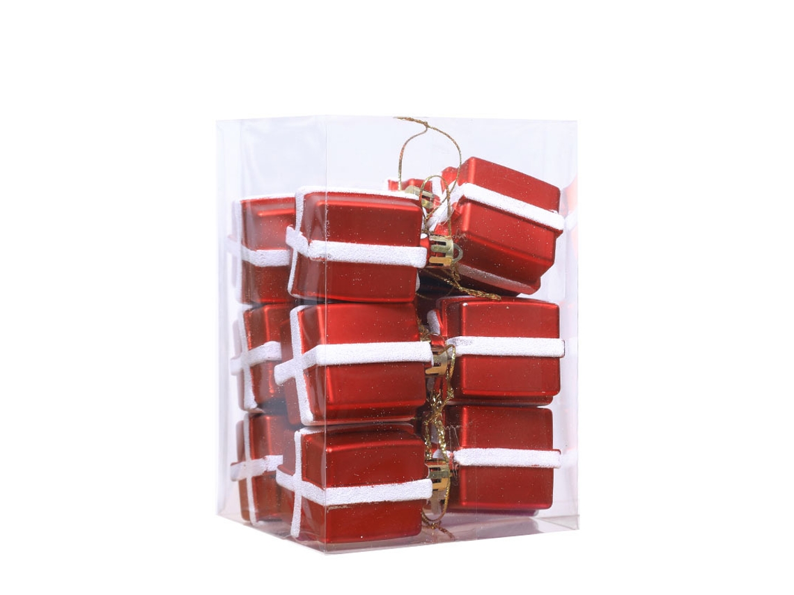 Adornos navideños, colgantes pequeños, estilos de regalo navideño, 10 cajas de regalo Yunzii (12 unidades)