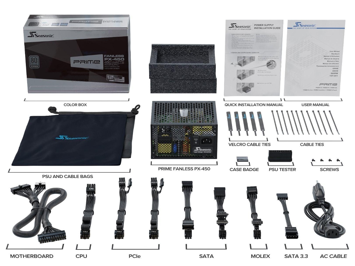 Fuente De Alimentacion Seasonic Prime Fanless Px 450 W 20+4 Pin Atx Atx Negro