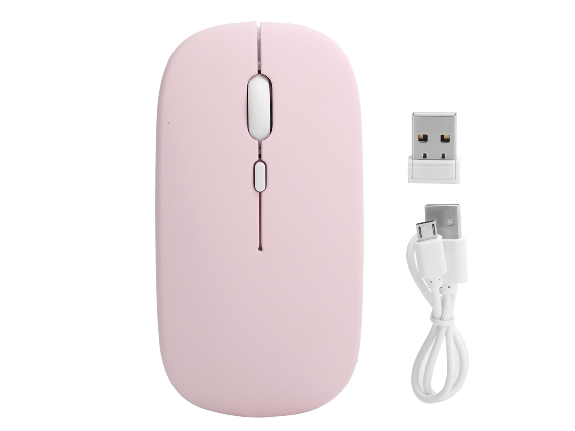 Rato Sem Fio Rosa Bluetooth 5.0 2.4ghz Silencioso Ajustável Dpi Para Laptops