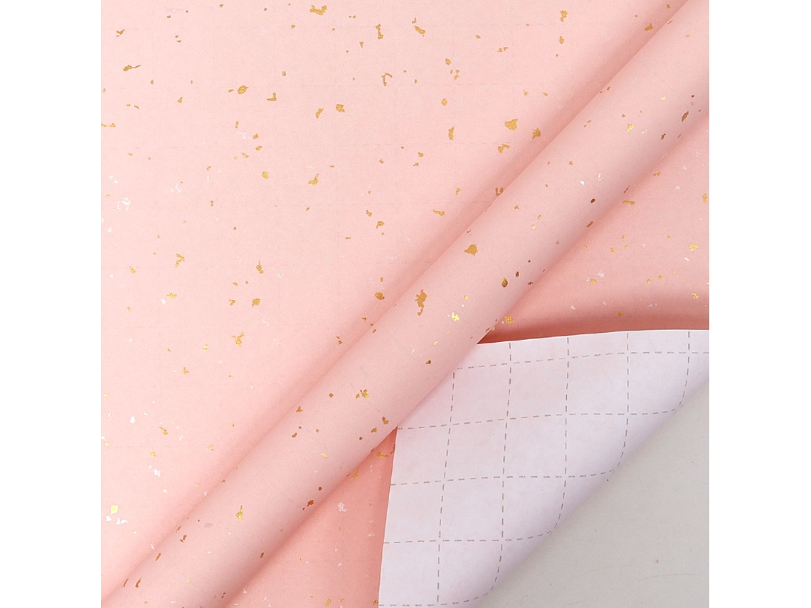 Papel de regalo navideño Chrui Design Rosa y Dorado, 43 cm x 10 m