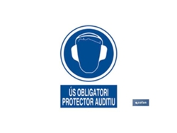 Señal poliestireno 297x210 mm obligatori protector auditiu