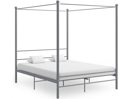 vidaXL Estructura de cama con dosel metal gris 160x200 cm