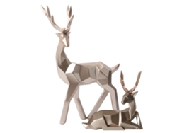 Estatua moderna de ciervo de resina dorada para decoración de mesa (2 piezas)