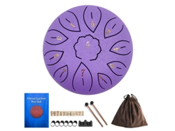 Tambor Handpan Digitallab de 6 pulgadas con 11 notas menores para niños, incluye baquetas (morado).