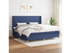 Cama Box Spring Con Colchón Tela Azul 200x200 Cm