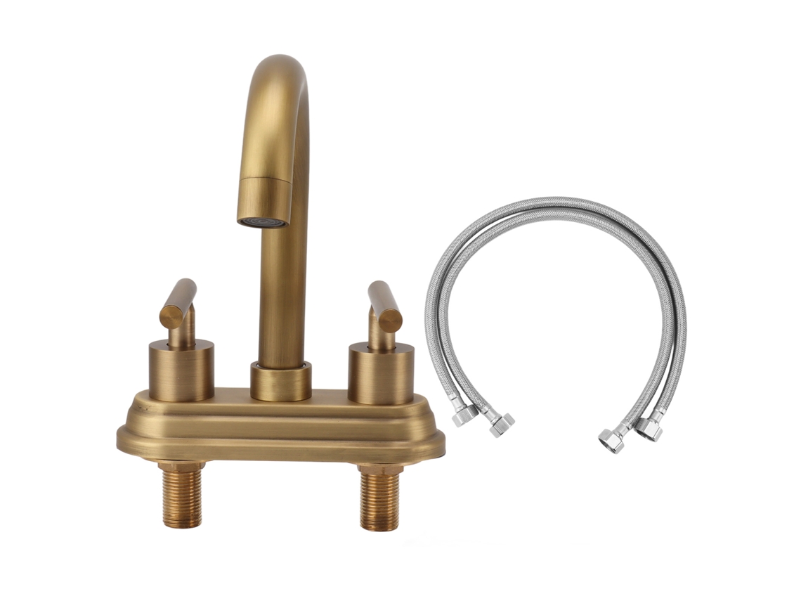 Grifo antiguo de fregadero de cocina de dos manijas para agua caliente y fría