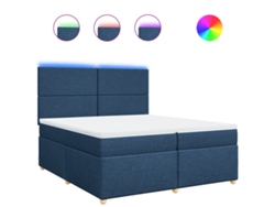 Maison Exclusive - Cama Box Spring Con Colchón Tela Azul 200x200 Cm