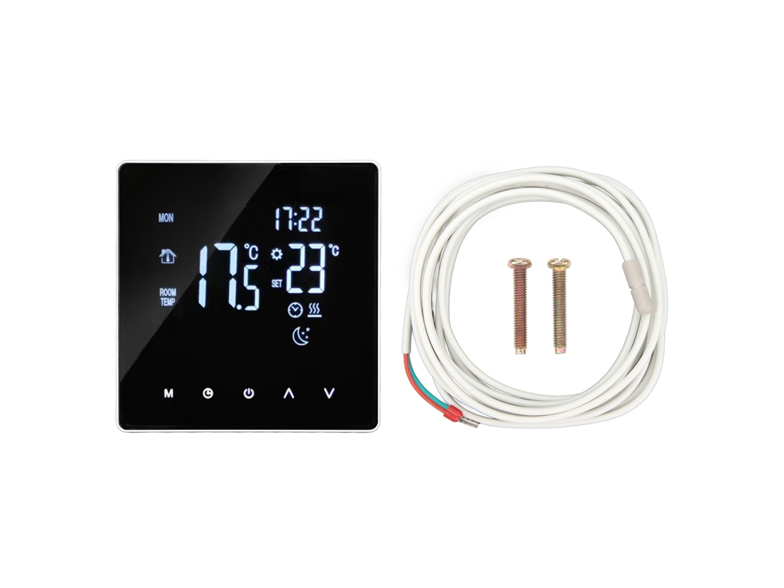 Termostato inteligente programable para calefacción por suelo radiante, 16 A, 4400 W, con cable sensor de 3 m, CA 90-240 V
