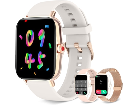 VEANXIN Reloj Inteligente 1.7 en HD Pantalla táctil Completa Rastreador de Ejercicios a Prueba de Agua-Blanco