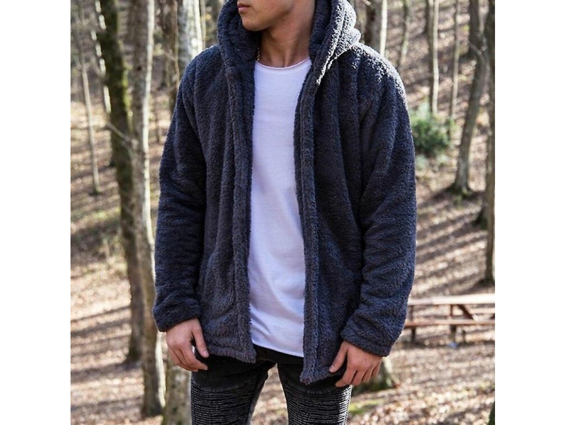 2026-abrigo De Invierno Para Hombre Con Piel Falsa Teddy Bear Felpa Suave Amplio Manga Larga Caliente Ycx M Cor Azul