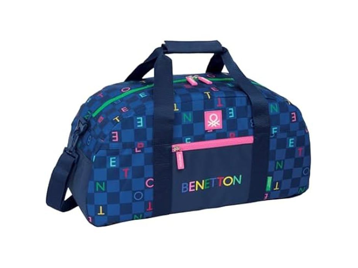Bolsa De Deporte Benetton Damero (azul Marino - 50 X 26 X 20 Cm)