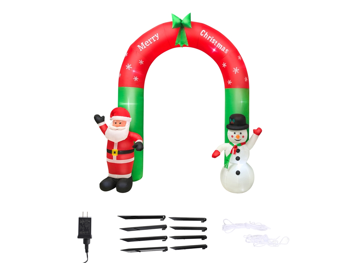 Arco Navideño Inflable De 2,4 M Con Muñeco De Nieve Y Luces Led Para Decoración De Jardín Y Fiestas.