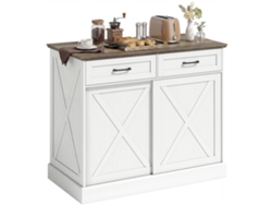 Isla De Cocina, Aparador De Cocina, Mueble De Almacenamiento Con 2 Cajones, 2 Puertas Correderas, Estante Ajustable, Blanco