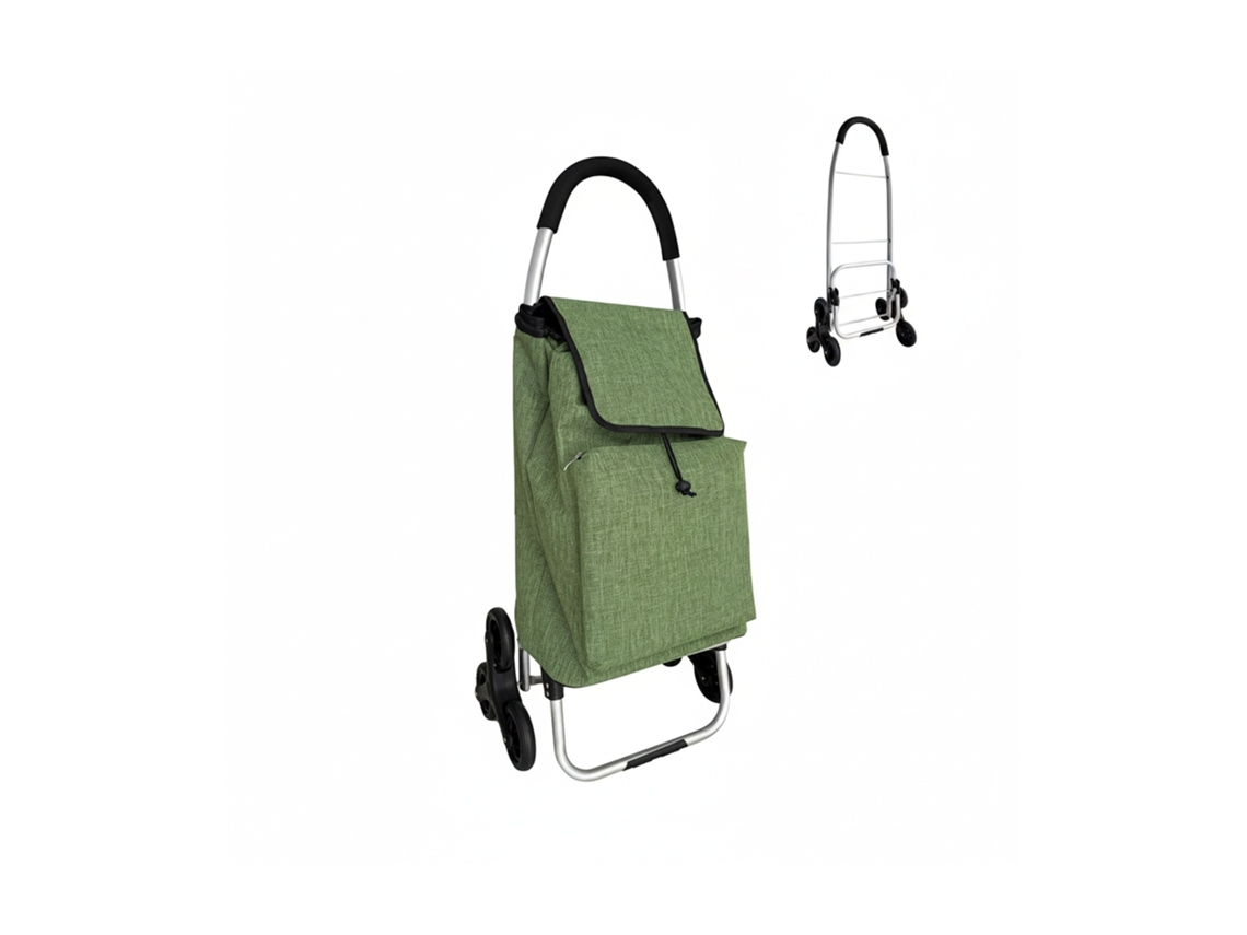Carrinho Relaxdays Dobrável P/ Compras, Rodas Para Escadas, Compartimento Isotérmico, Bolsa Removível, 45l, 35 Kg, Verde