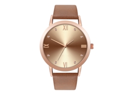 Reloj De Pulsera Analógico De Cuarzo Unisex Para Hombre Y Mujer Con Correa De Pu Marrón.