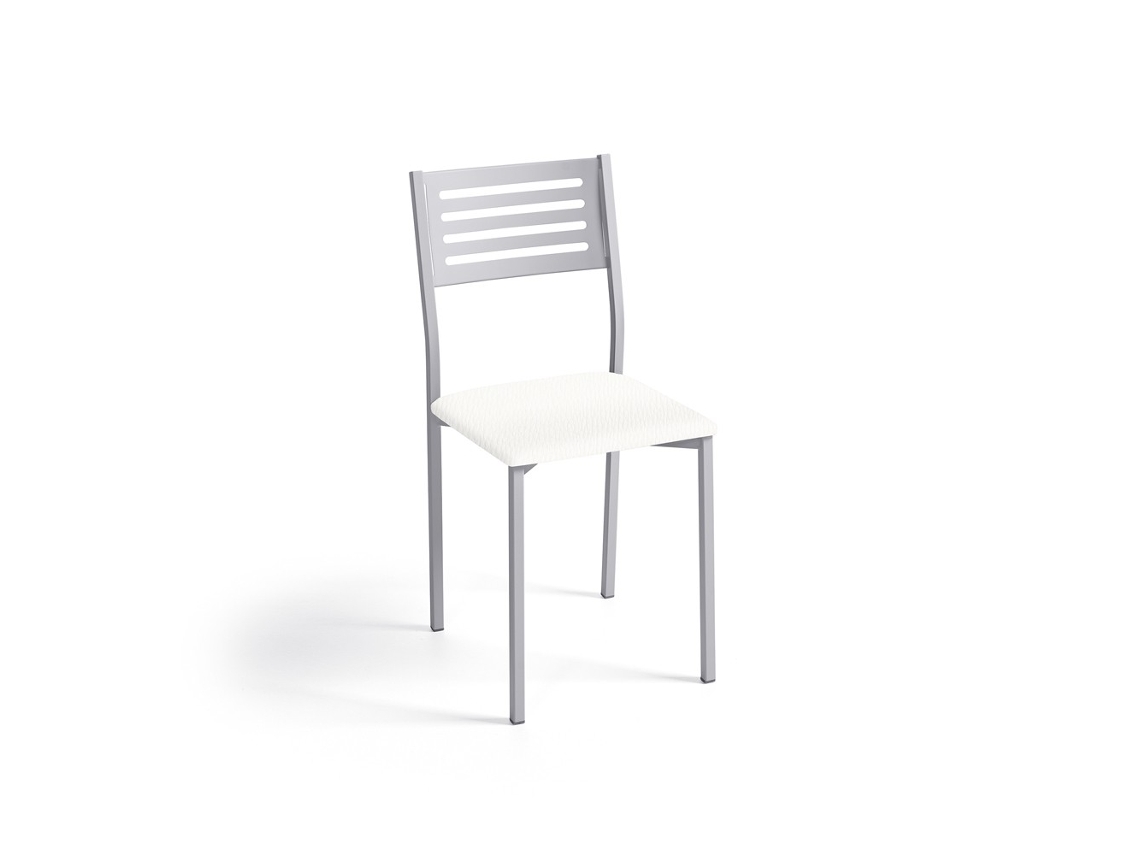 Cadeira de Cozinha Kati em Alumínio 38x86x47cm Couro Sintético Branco FANMUEBLES