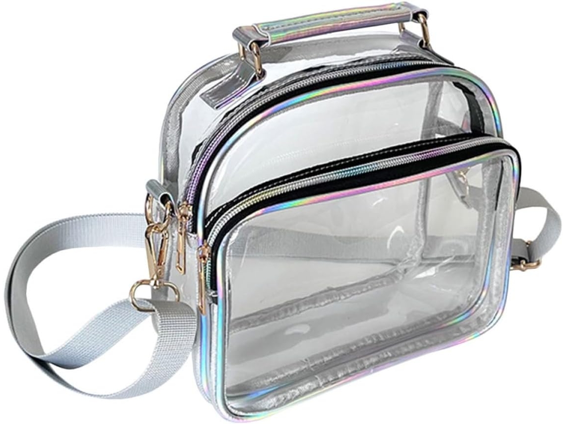 Bolsa De Ombro Feminina Transparente Ciieeo Em Pvc Leve Com Zíper, Estilo Estádio, Para